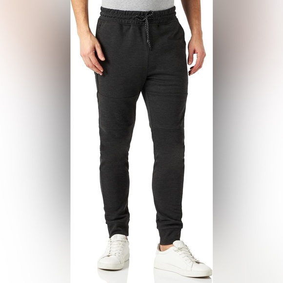 Southpole Men's Joggers Side Zip Tech Fleece Skinny Drawstring Pants Charcoal S - Picture 1 of 12